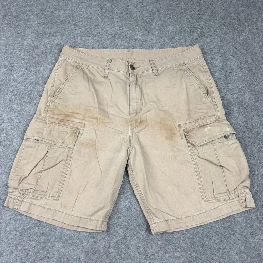 Levi's Cargo Shorts Mens W34 Tan Khaki Y2K Utility Distressed‎ Workwear Outdoor